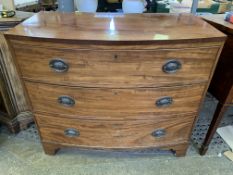 A mahogany bow fronted chest of drawers