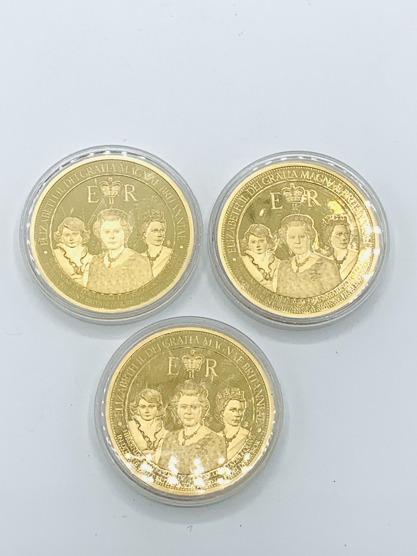 Three gold plated commemorative coins - Image 2 of 2