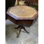 Small mahogany octagonal drum table