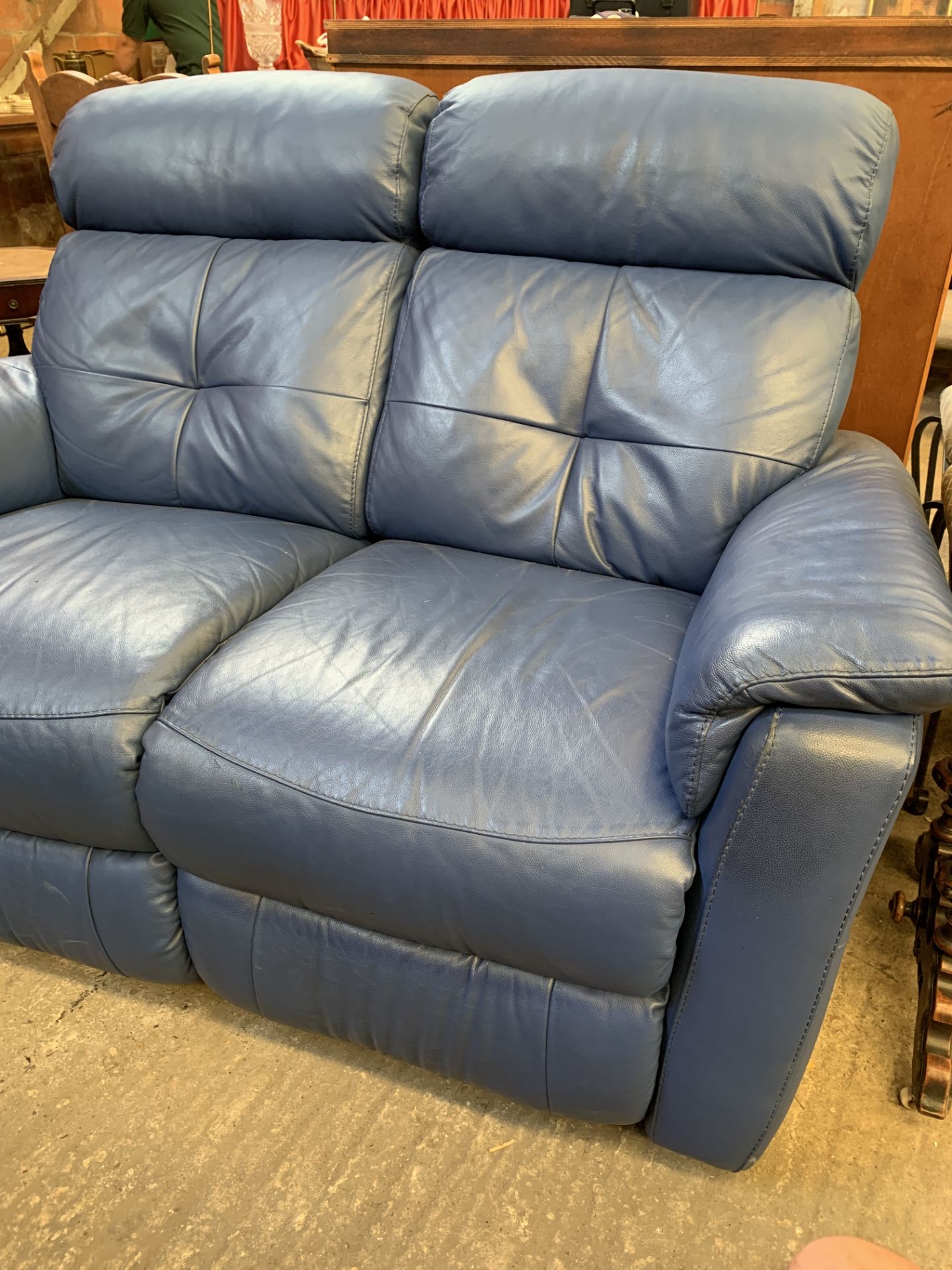 Blue reclining two seat sofa - Bild 2 aus 5