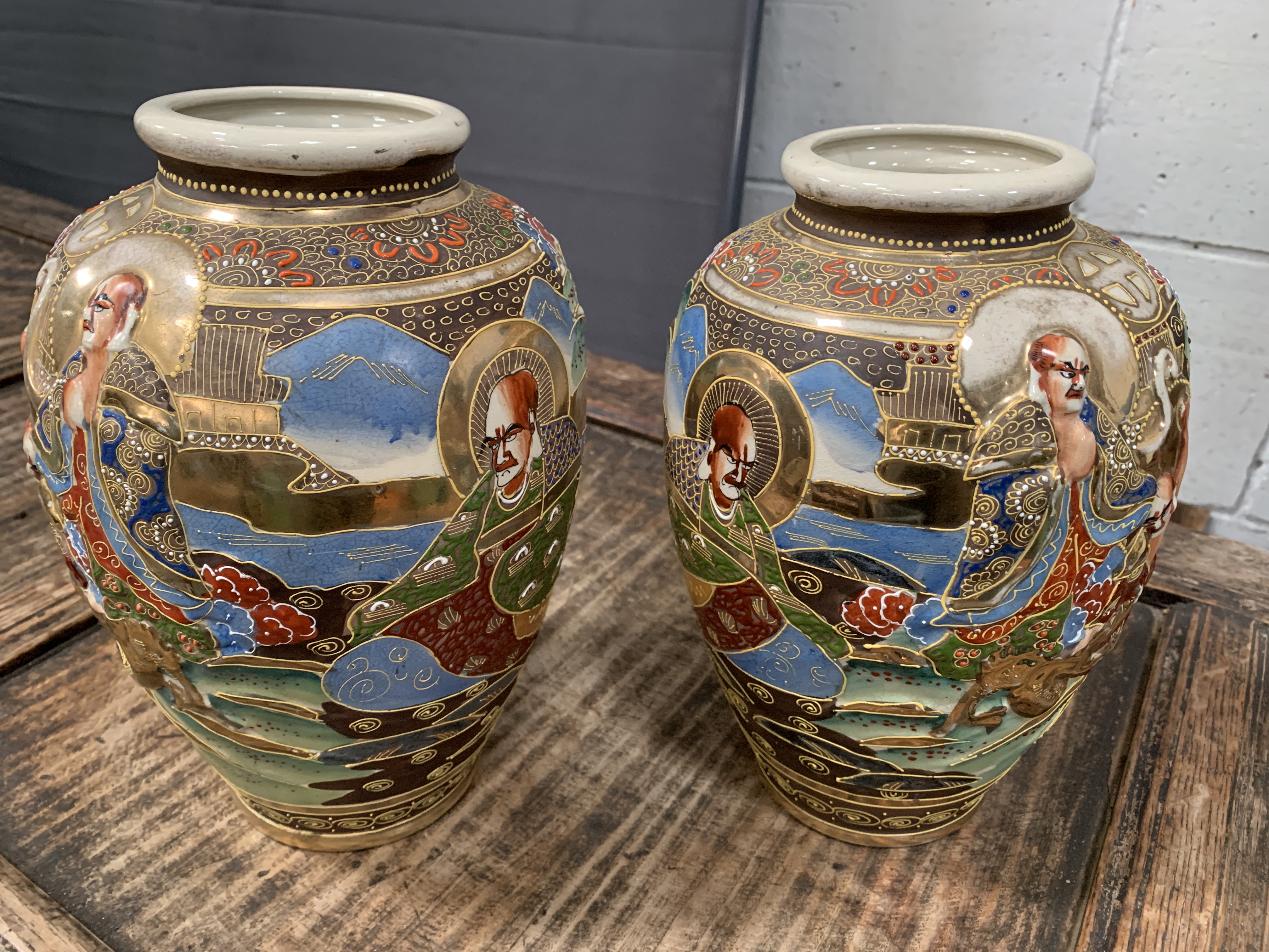 Pair of Satsuma vases
