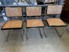 Three Marcel Breuer style chrome framed chairs together with three other similar chairs
