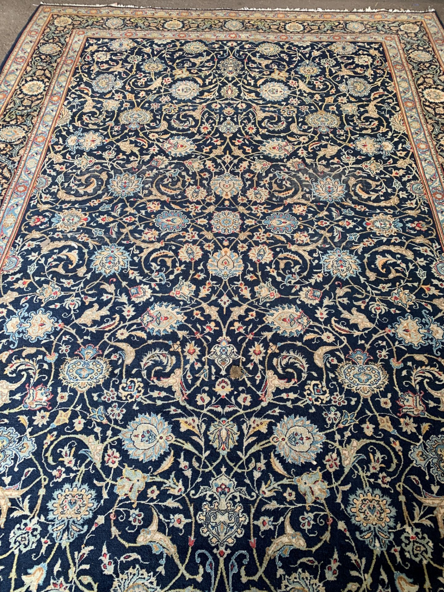 Blue ground wool rug