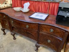 Carved mahogany bow fronted Victorian sideboard