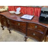 Carved mahogany bow fronted Victorian sideboard