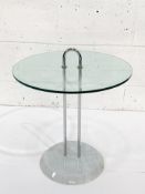 Circular bevelled edge glass top side table