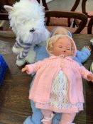 Two collectable dolls together with a Daisy Chain dog