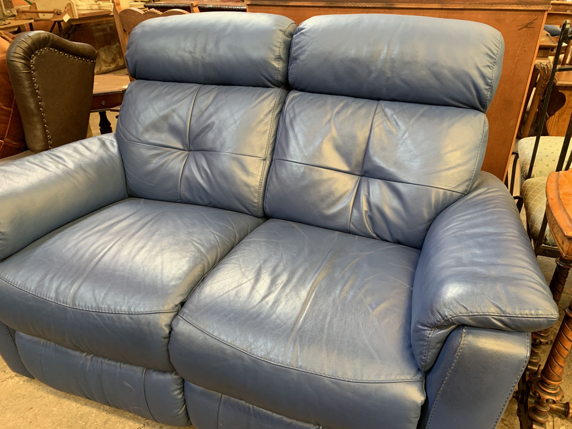 Blue reclining two seat sofa - Bild 4 aus 5