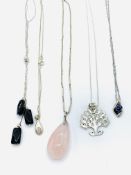 Five 925 silver necklaces