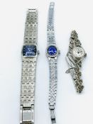 Three white metal manual wind ladies' wrist watches