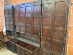 Set of three stained wood cabinets
