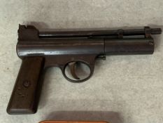 Webley Mark 1 .177 air pistol circa 1925, together with a Gamo air pistol