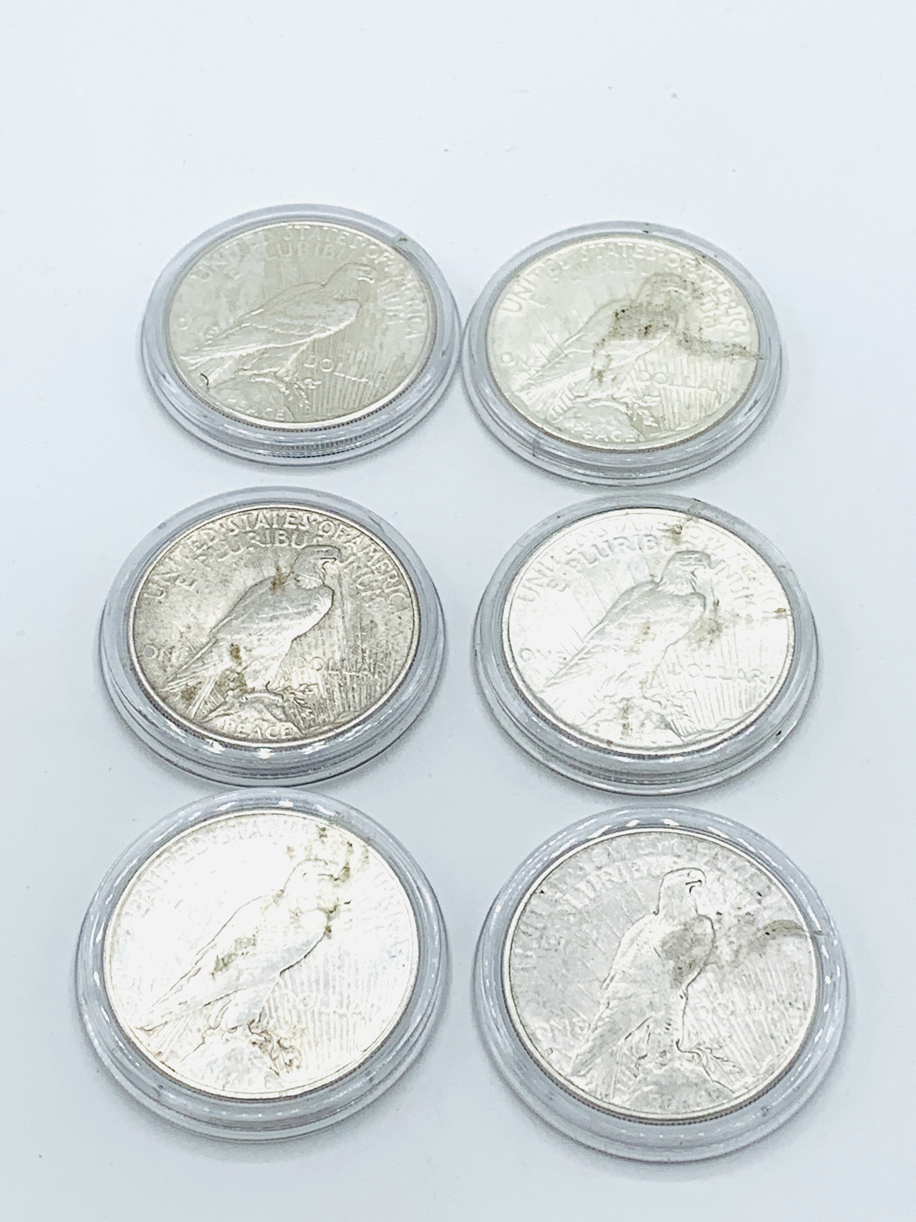Six US Peace silver dollars - Image 2 of 2