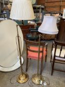 Two Christopher Wray adjustable brass floor lamps. Estimate £30-50.