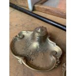 Pair of French Empire style brass inkwells