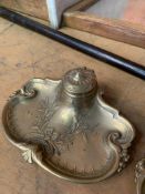 Pair of French Empire style brass inkwells