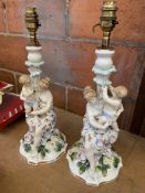 Pair of porcelain figural table lamps