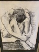 Five drawings and prints including a signed charcoal drawing and a print by Brendan Newland