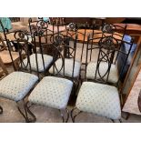 Six metal framed high back dining chairs