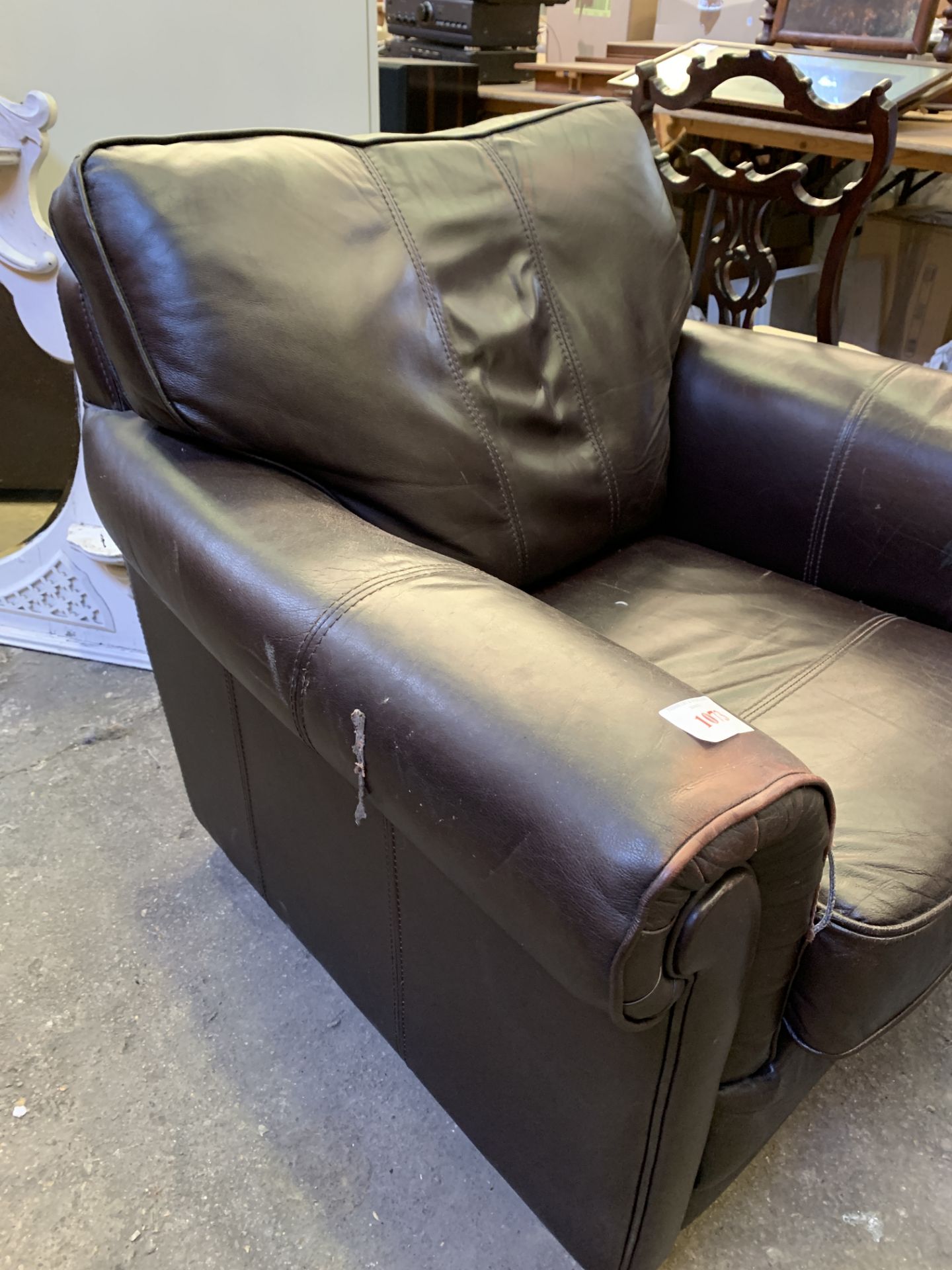 Dark brown leather arm chair by Wade Additions - Bild 2 aus 4