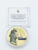 Jubilee Mint 24ct gold plated coin commemorating the 95th birthday of Queen Elizabeth II