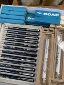 Collection of British Airways pens and BOAC golf tees