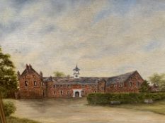 Oil on board of The Stables at Osterley Park by P Greene