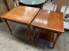 two yew wood low tables