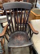 Windsor 'Farmhouse' elm seat open armchair