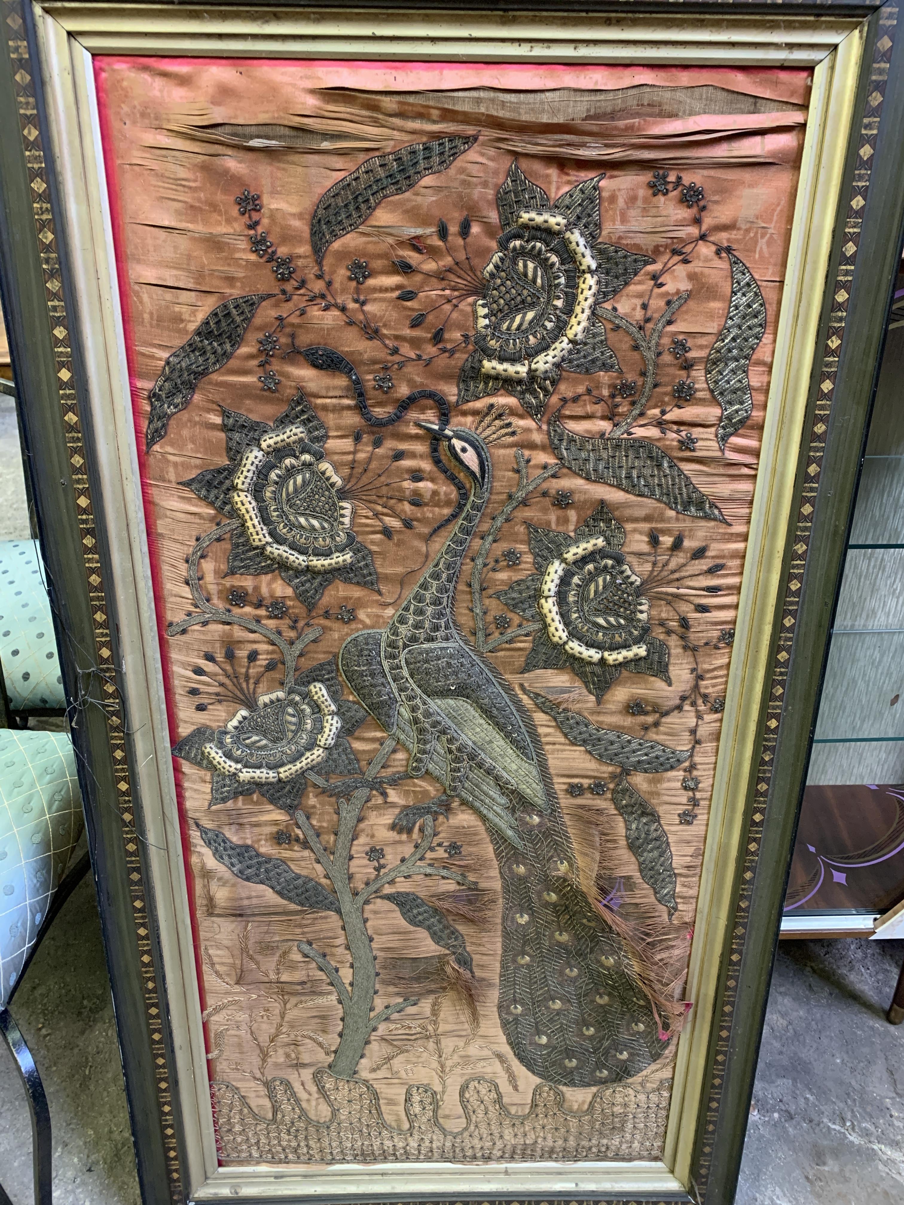 Framed silk tapestry