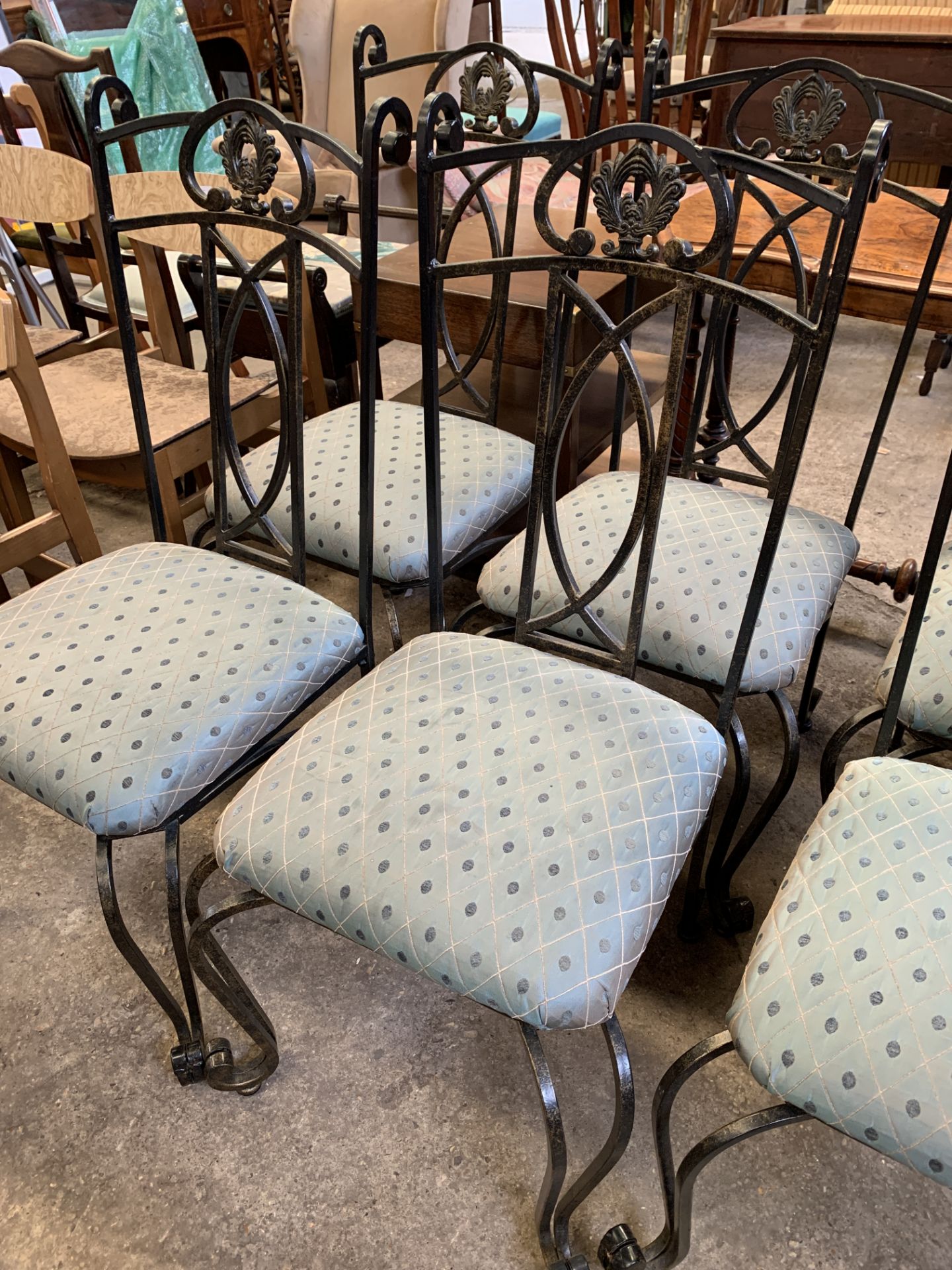 Six metal framed high back dining chairs - Bild 3 aus 5