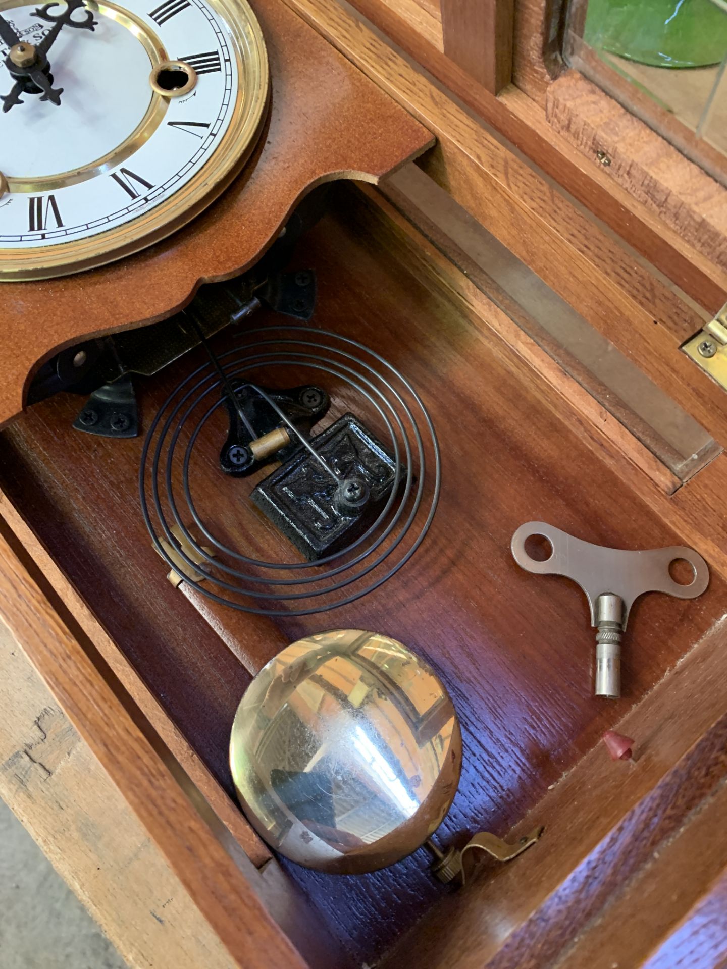 Drop dial wall clock, marked to face P. Watts & Son