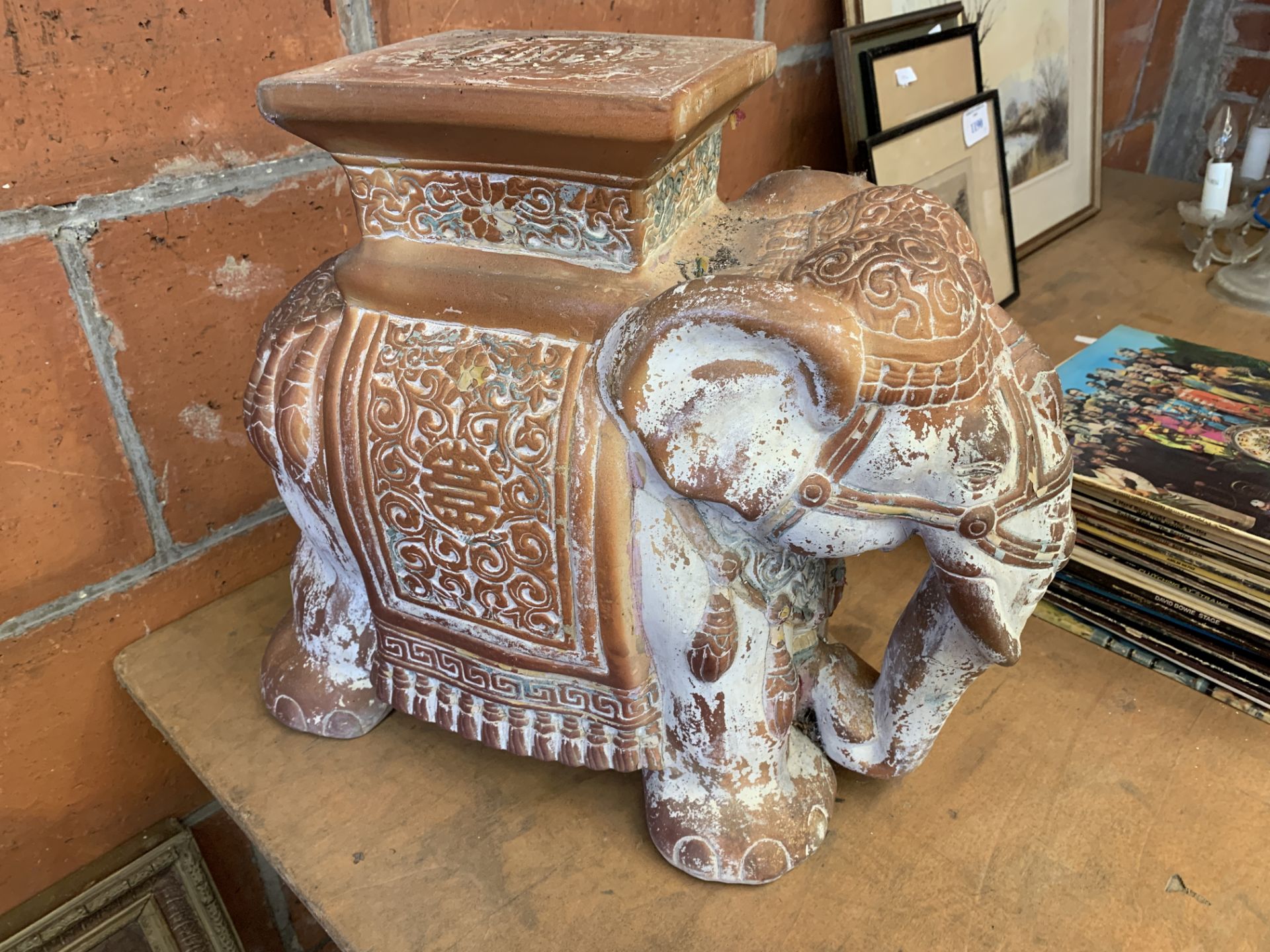 Ceramic elephant stool