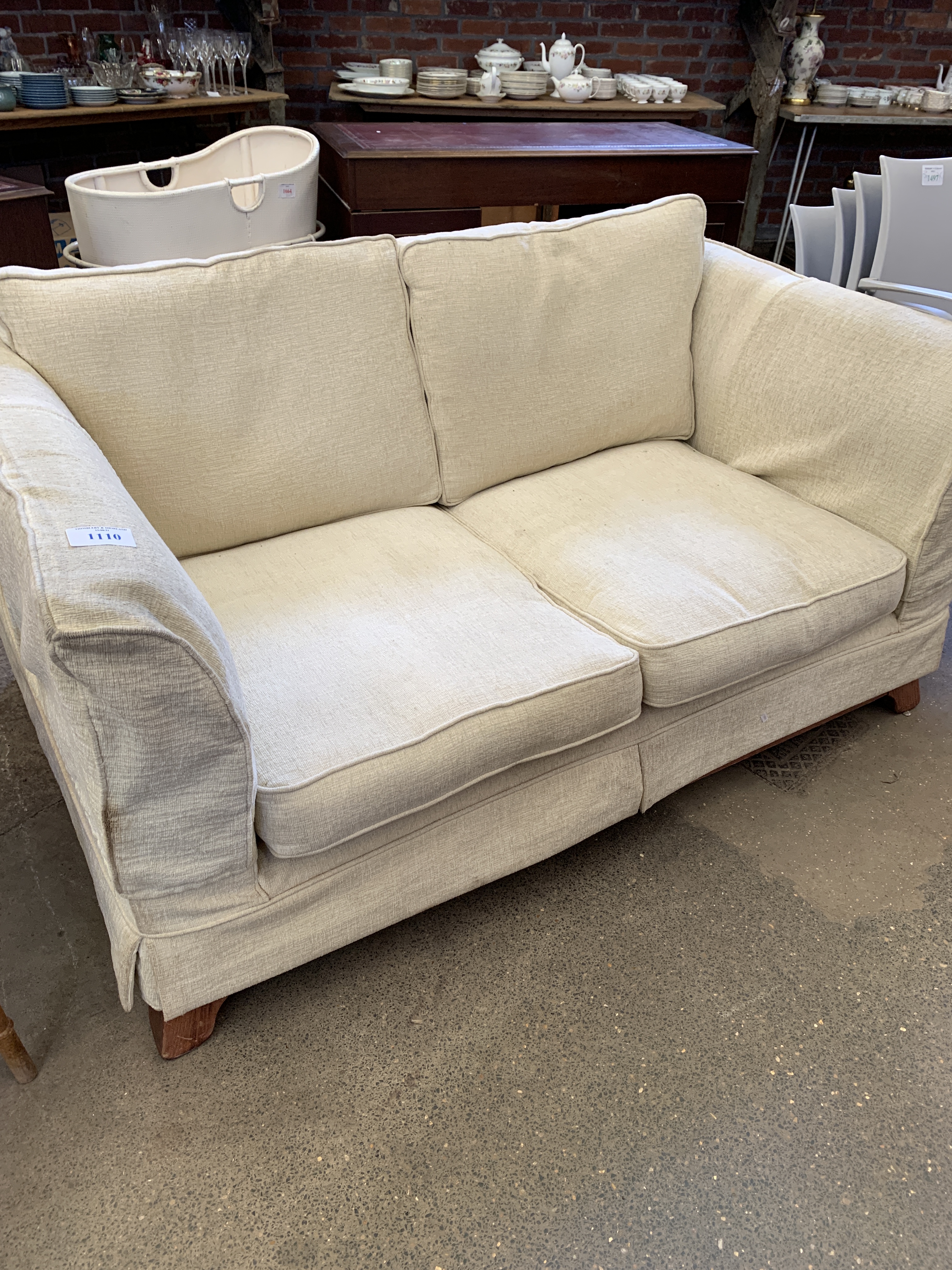 Cream upholstered two seat sofa - Image 2 of 3