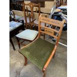 Two mahogany chairs together with a mahogany piano stool