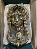 Brass Lion's head door knocker, new in box