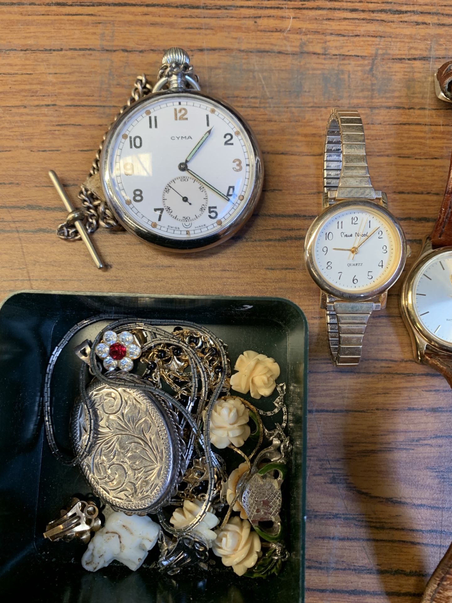 A small quantity of costume jewellery and wrist watches, together with a Cyma pocket watch - Image 2 of 3