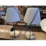 Two table lamps with frosted shades