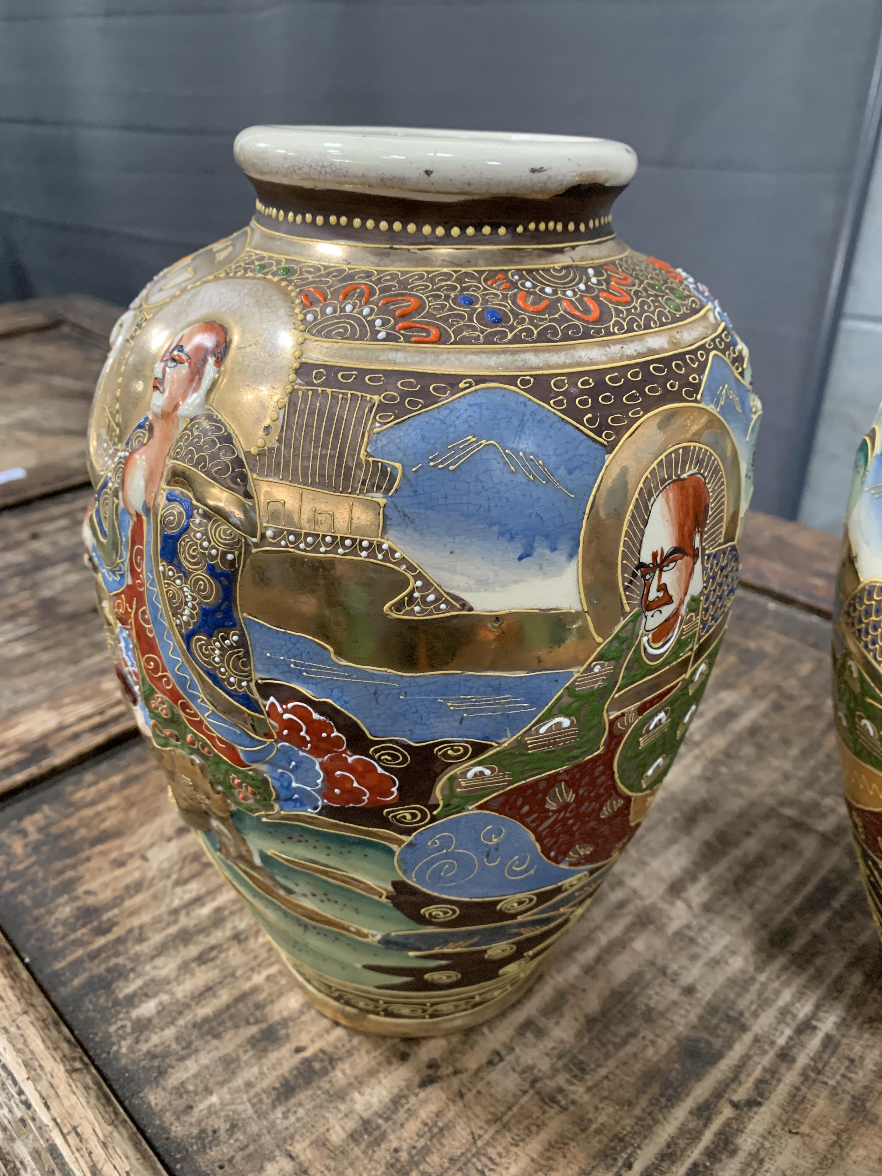 Pair of Satsuma vases - Image 2 of 3