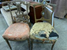 Two gilt wood bedroom chairs