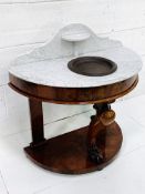 White marble and mahogany demi-lune wash stand