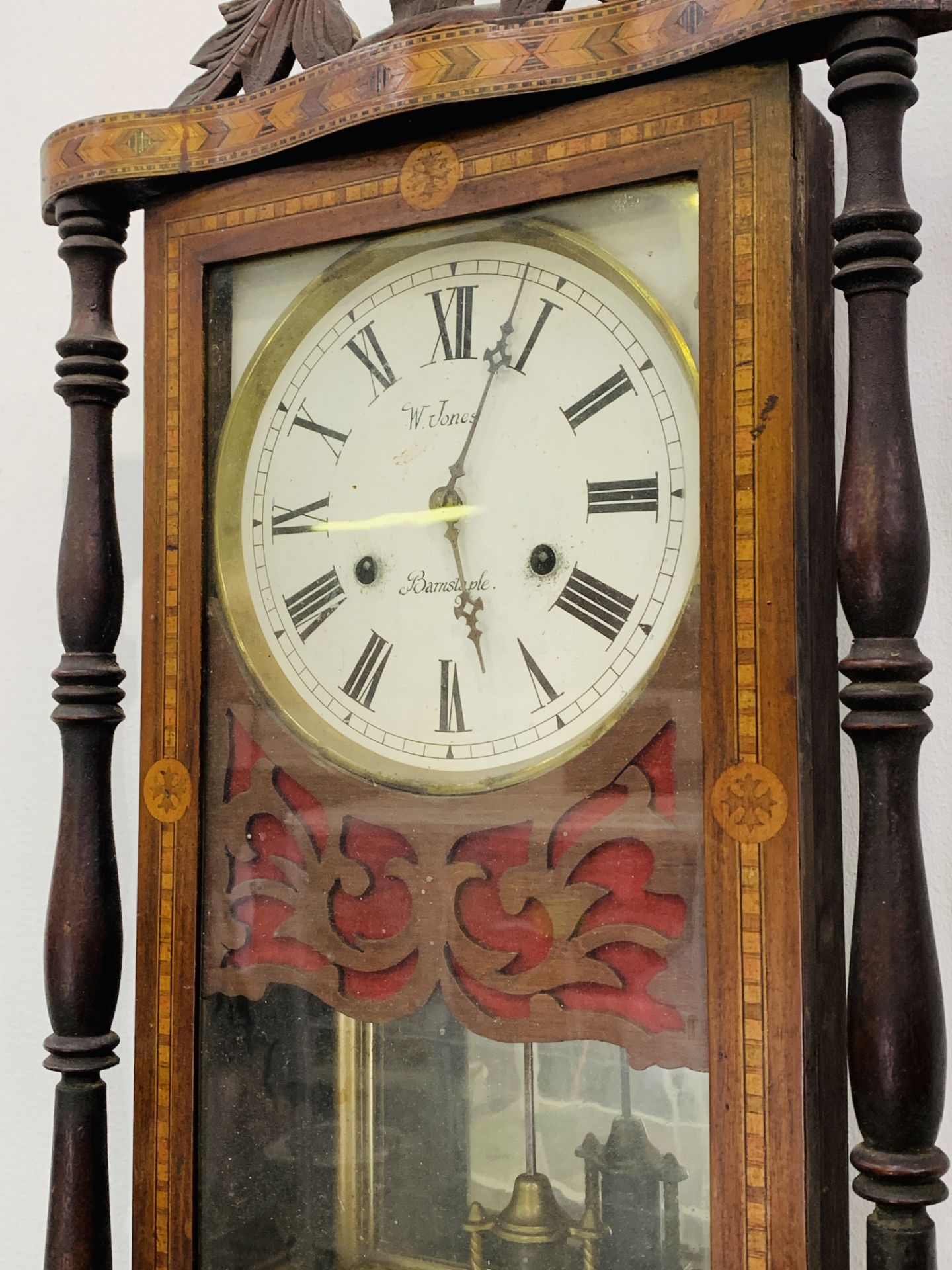 Inlaid mahogany pendulum wall clock - Bild 3 aus 5