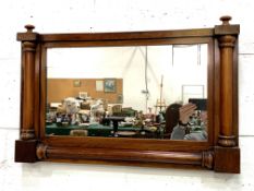 Columned mahogany frame wall mirror