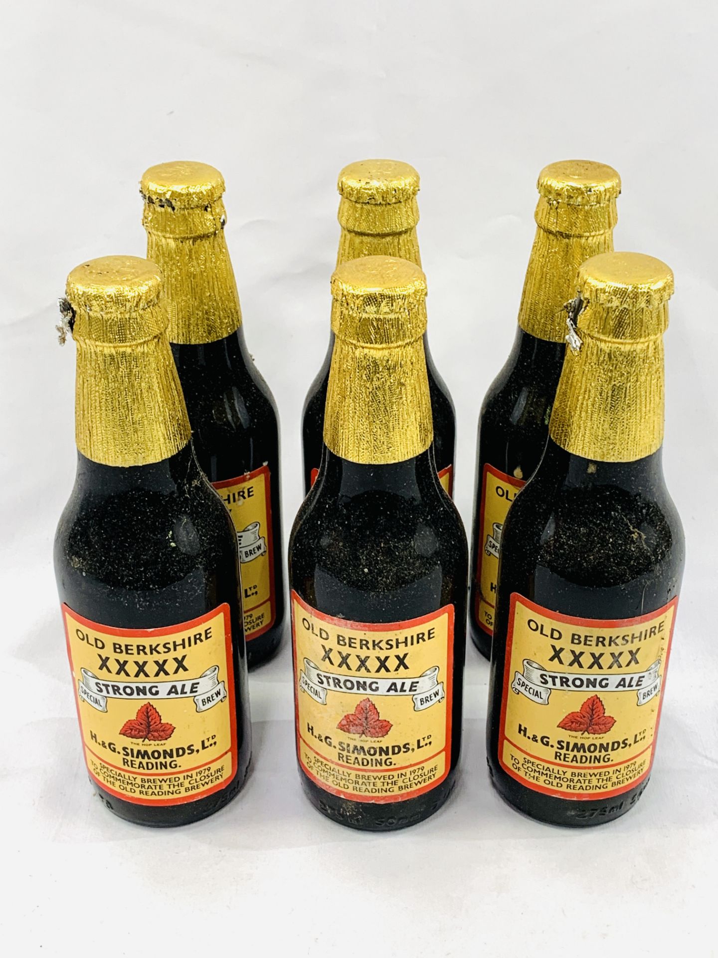 Six 275ml bottles of Old Berkshire XXXXX Strong Ale brewed by H G Simonds, Berkshire