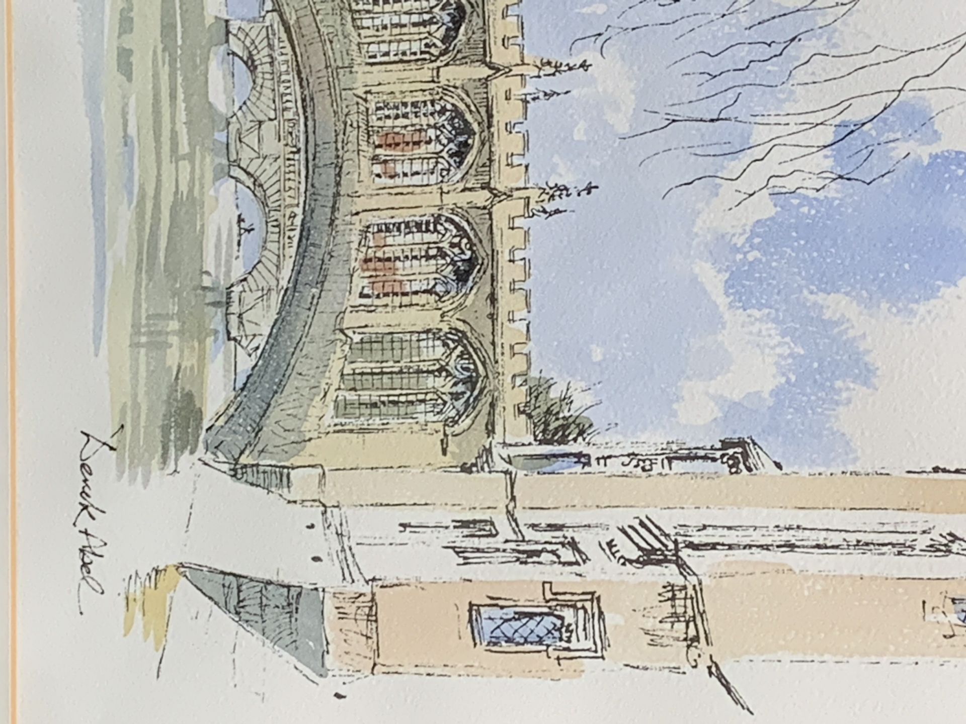 Framed and glazed watercolour of the Bridge of Sighs, Cambridge - Bild 3 aus 5