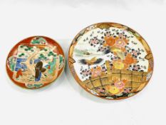 Two Kutani hand painted shallow bowls, both signed by the artist Shozo