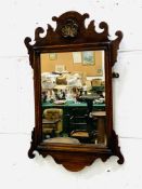 Chippendale style mahogany bevelled edge wall mirror