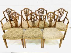 Group of seven late 18th Century Hepplewhite style mahogany dining chairs