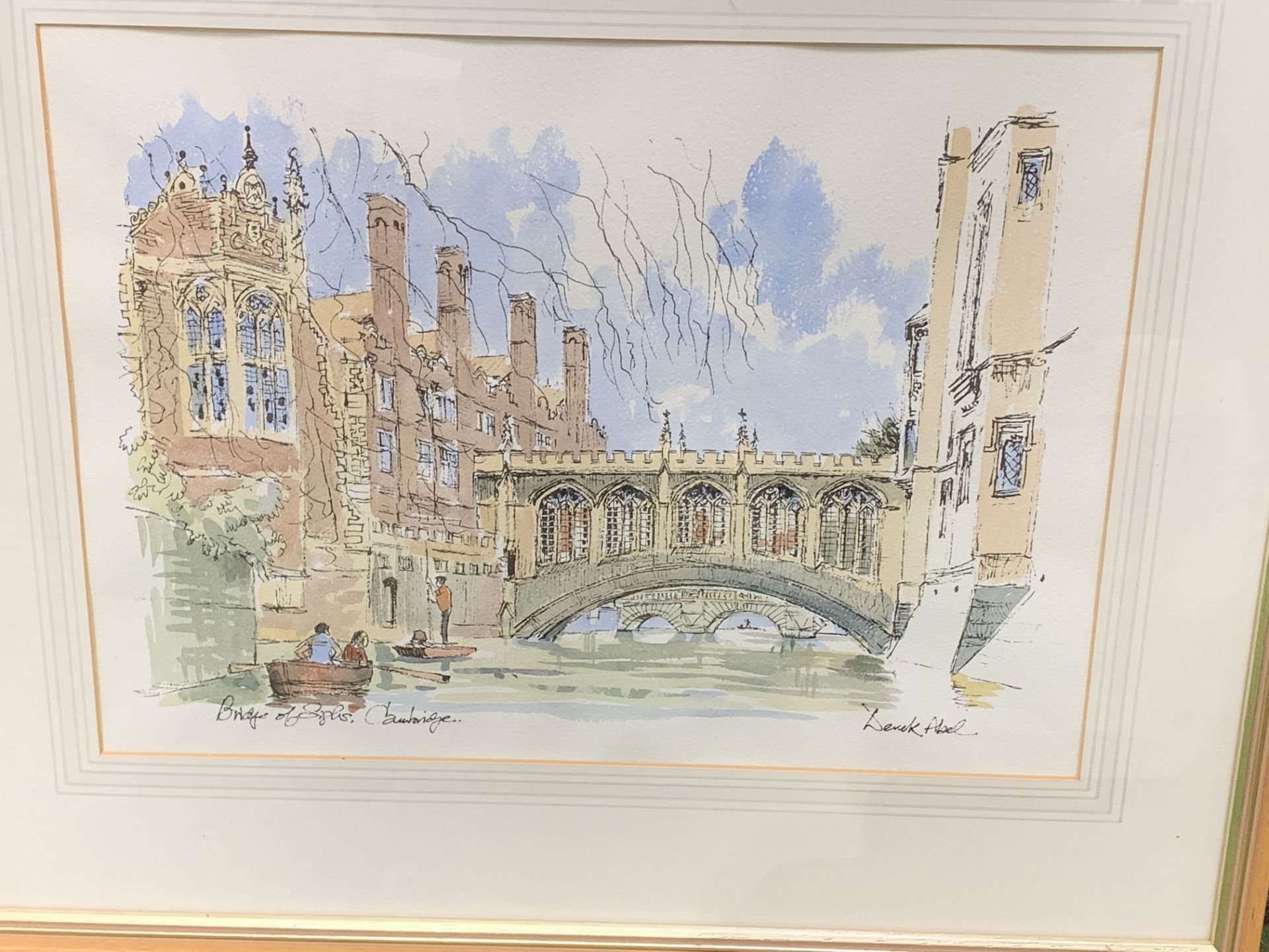 Framed and glazed watercolour of the Bridge of Sighs, Cambridge - Bild 5 aus 5