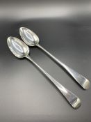 A pair of late 18th century serving spoons